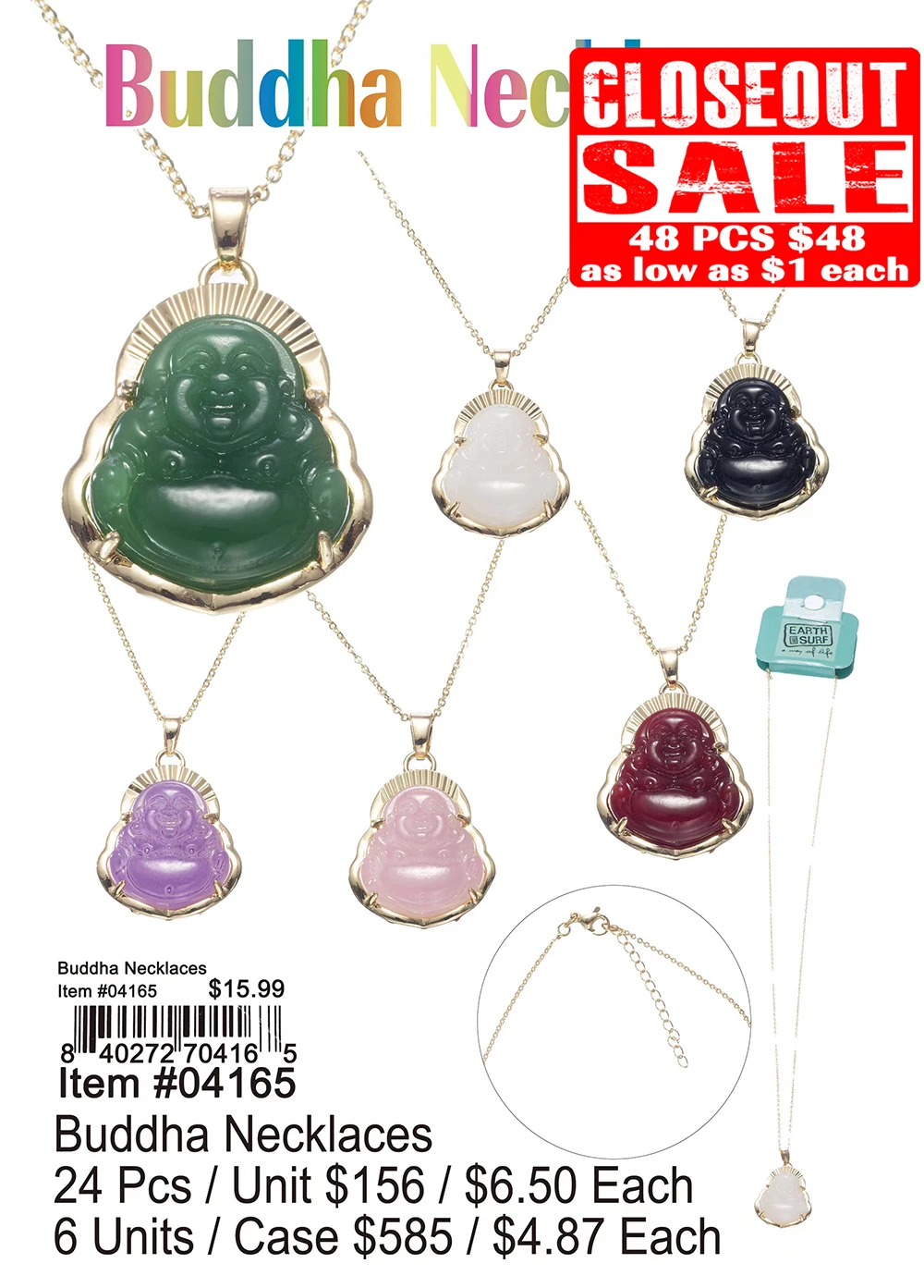 Buddha Necklaces - Closeout 48 Pcs.